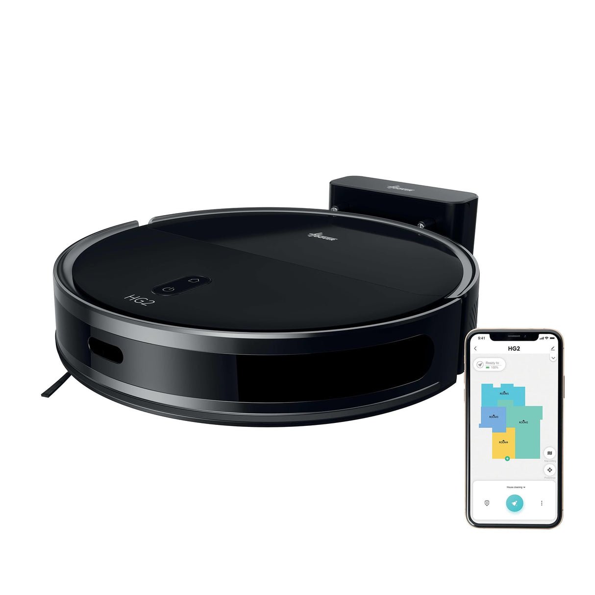 Hoover HG2 Hydro Robot Aspirador y Friegasuelos, Ultrafino – 5000Pa de Succión, Navegación Láser, Limpieza Bajo Muebles, 160 Minutos de Autonomía, App HG Robots [HG2Z30H]