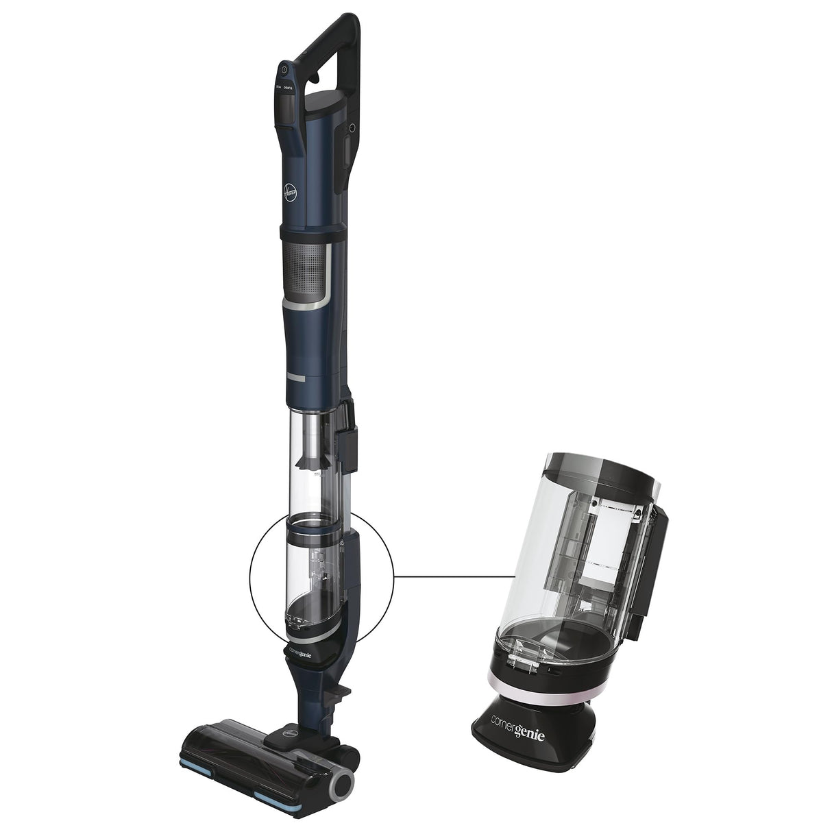 Hoover Aspiradora Escoba Sin Cable Potente con Corner Genie™ para Limpiar Todos los rincones, Accesorio para Mascotas, Cepillo Anti-Enredos, Luces LED, 2 Baterías [HFX]
