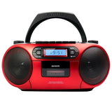Aiwa BBTC-550RD - Radio Cassette Portátil con CD, Bluetooth y USB, Grabador de Cassettes. Color: Rojo