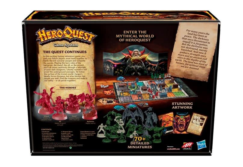 Hasbro Gaming Avalon Hill HeroQuest Game System, Fantasy Miniature Dungeon Crawler Juego de aventura de mesa, de 14 años y más de 2 a 5 jugadores