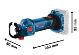 Bosch Professional 18V System GCU 18V-30 - Fresadora de corte a batería para panel yeso (Brushless, 30000 rpm, 3 – 6,4 mm, adaptador aspirador)