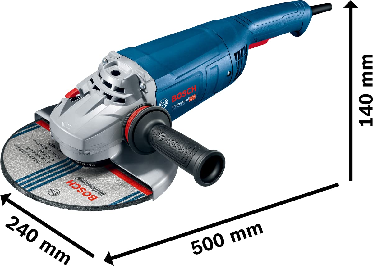 Bosch Professional GWS 22-180 J - Amoladora angular (2200 W, Ø 180 mm, Soft Start, en caja)