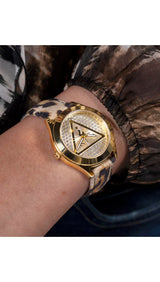 GUESS Reloj Analógico para Mujeres de Cuarzo con Correa en Cuero GW0745L2