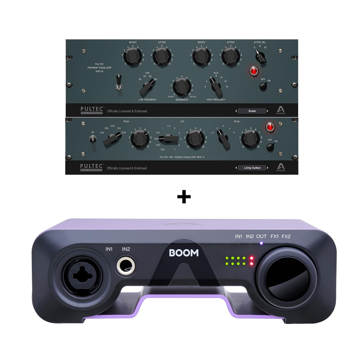 Apogee - Boom - Interface de audio USB para músicos, podcasters y steramers, frecuencia de muestreo de 24 bits/192 kHz, hardware DSP, salida de auriculares y software Ableton Live Lite