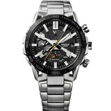 Casio Reloj Solar Hombre 55.60mm con dial Analógico Negro y Correa de Pulsera de Metal Plata EQB-2000DB-1AER