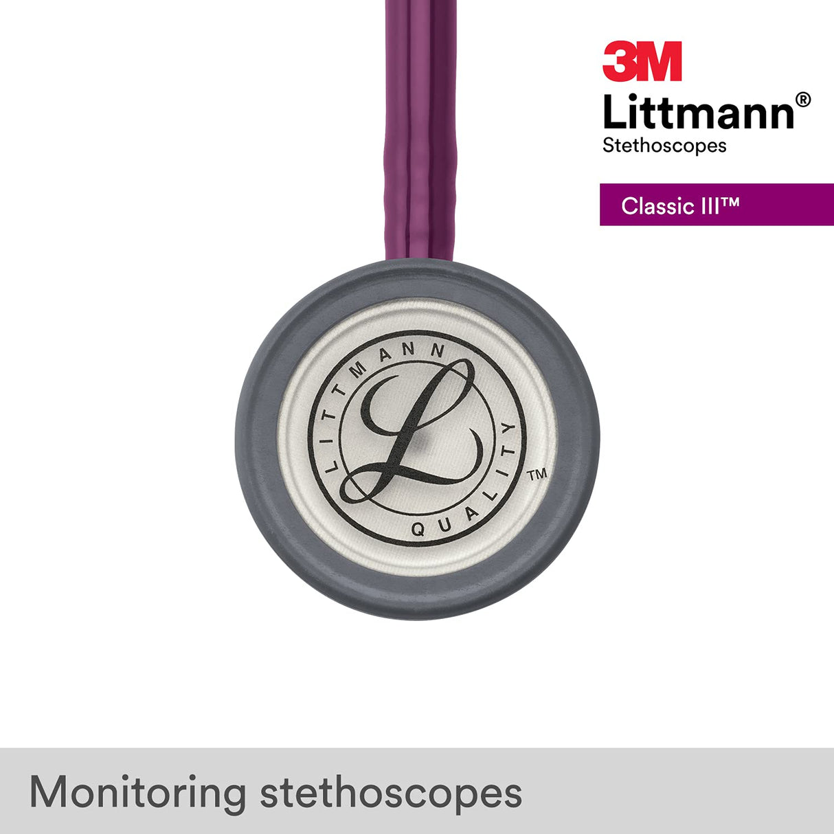 Littmann Classic III - Fonendoscopio, membrana de pieza única fácil de aplicar y de limpiar, color ciruela