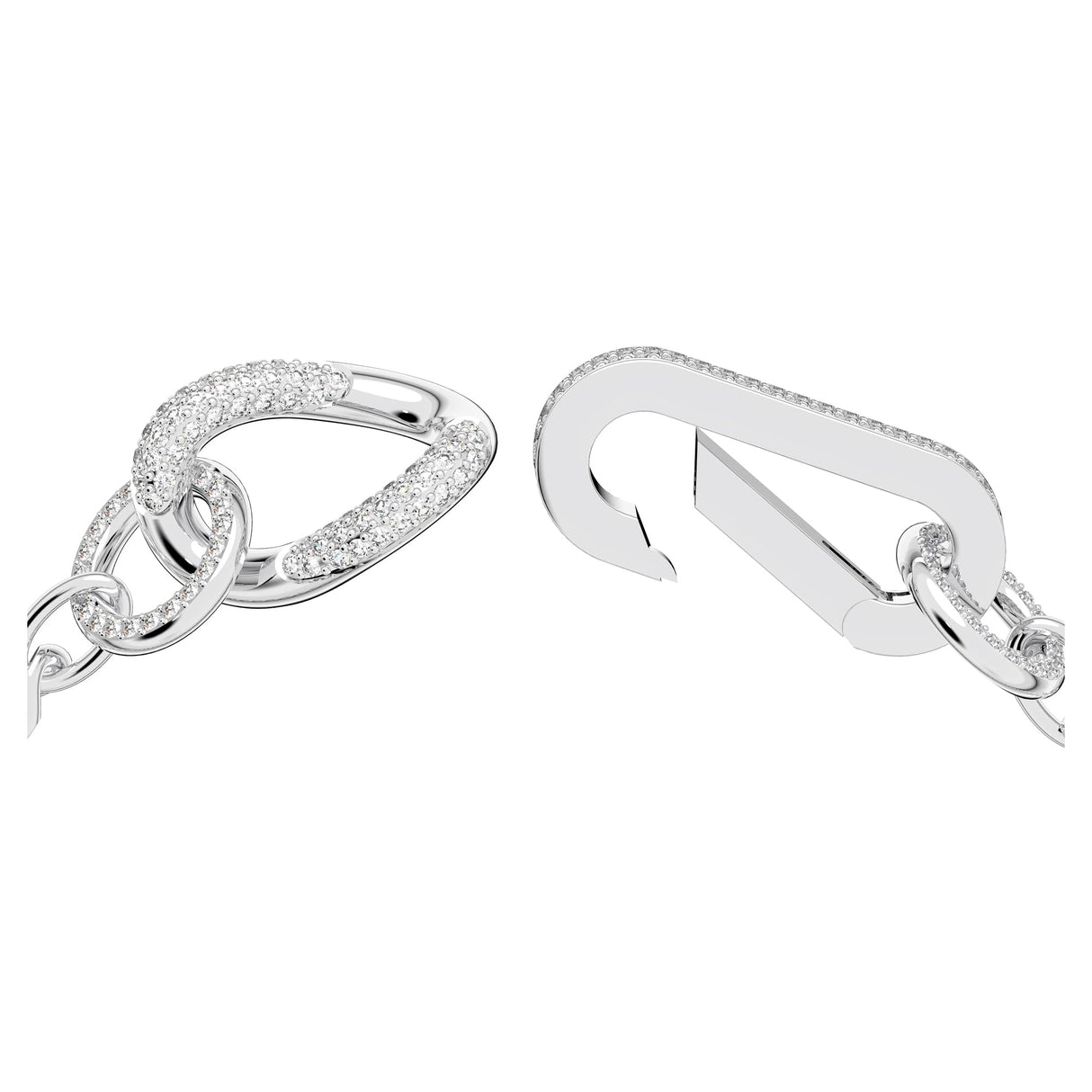 Swarovski Pulsera Dextera, Pavé, Mezcla de eslabones, Blanca, Baño de rodio