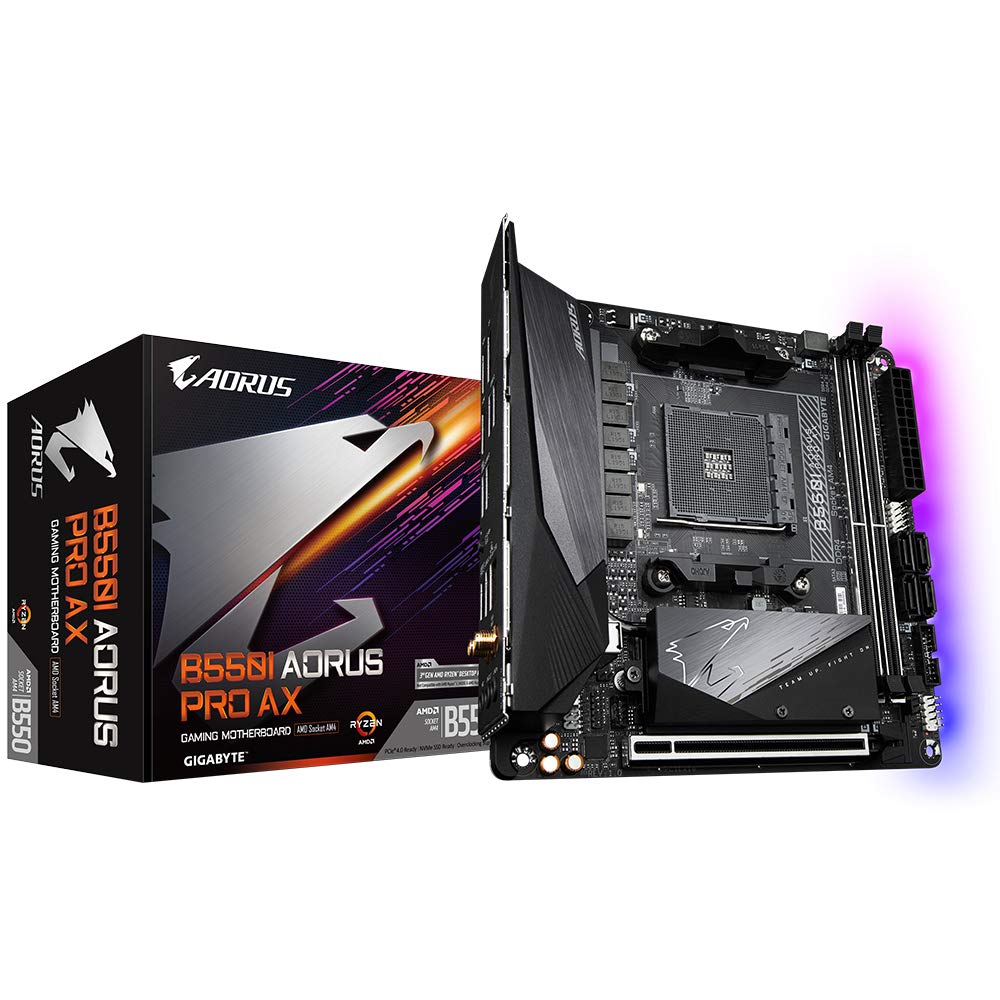 GIGABYTE B550I AORUS PRO AX Placa base - Procesadores AMD Ryzen 5000, VRM de 8 fases, hasta 5300 MHz DDR4, 1xPCIe 4.0 + 1xPCIe 3.0 M.2, Wi-Fi 6E, LAN 2.5GbE, USB 3.2 Gen 2