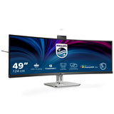 Philips 49B2U6903CH - Monitor Curvo DQHD de 49 Pulgadas, Webcam, micrófono, RJ45, Altura Regulable (5120x1440, HDMI, DisplayPort, USB-C, USB Hub) Negro