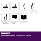 Marmitek Transmisor de Audio Inalámbrico Audio Anywhere 630 - Conecte su Dispositivo de Audio de Forma Inalámbrica a su Sistema Estéreo - Conector de 3,5 mm (RCA/Cinch) - Wireless Audio Transmitter