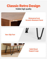 VEVOR Soporte para Tocadiscos 480 x 400 x 860 mm de 3 Niveles Capacidad Hasta 150 Álbumes, Gabinete de Almacenamiento de Discos de Vinilo con Patas de Metal para Dormitorio, Sala de estar, Marrón