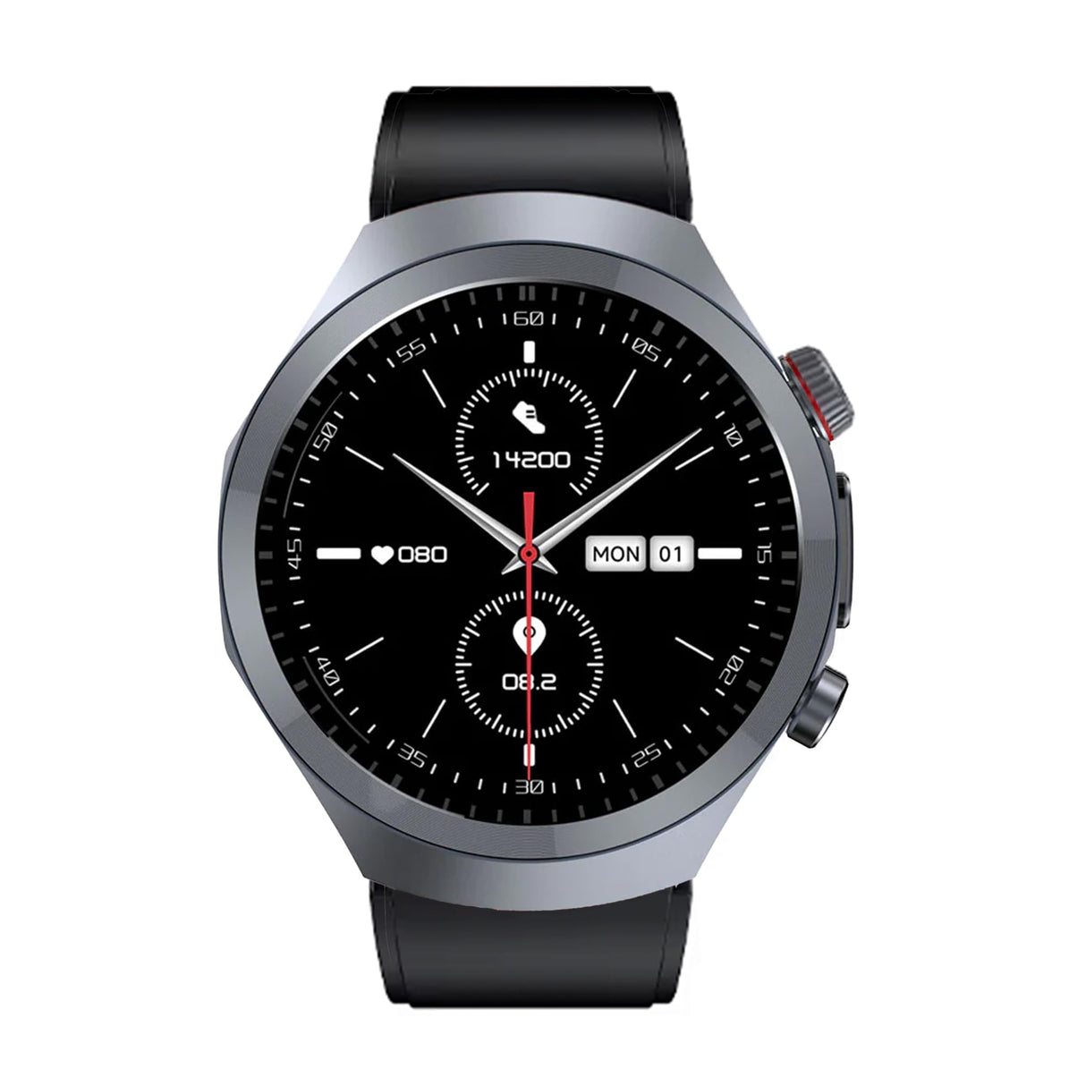 Knauermann PRO 3 Plus redondo (2025), reloj sanitario, reloj inteligente con función telefónica, pectoral ECG Plus HRV y función SOS, pantalla AMOLED BT Bluetooth, apnea del sueño, correa de silicona,