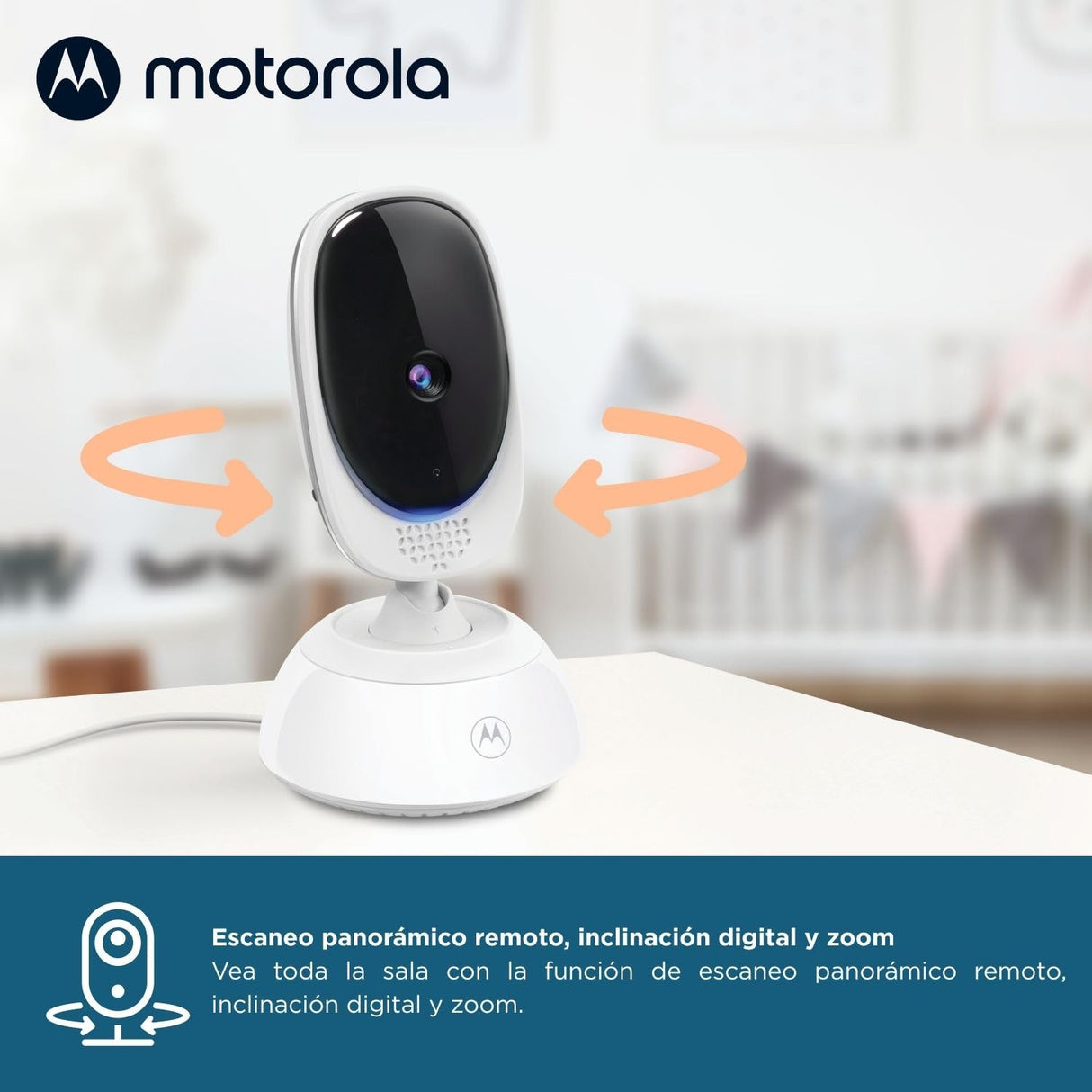 Motorola Nursery VM75 Camara Vigilancia Bebe - Vigilabebes con Unidad de Padres de 5 Pulgadas - Cámara de Bebé con Visión Nocturna, Zoom Digital, Comunicación Bidireccional y Canciones de Cuna