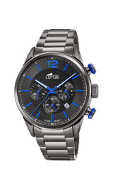 Lotus Reloj Hombre 18686/3 Chrono Caja de Acero Inoxidable 316l Negro Correa de Acero Inoxidable 316l Negro