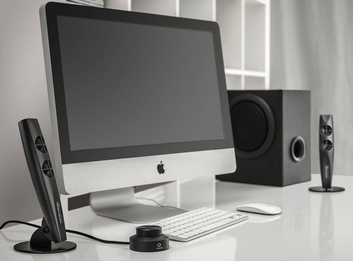 Wavemaster STAX - Sístema de Altavoces 2.1 Activos (46 Vatios) para el Uso con TV/Tableta/Smartphone/PC, Negro (66201)