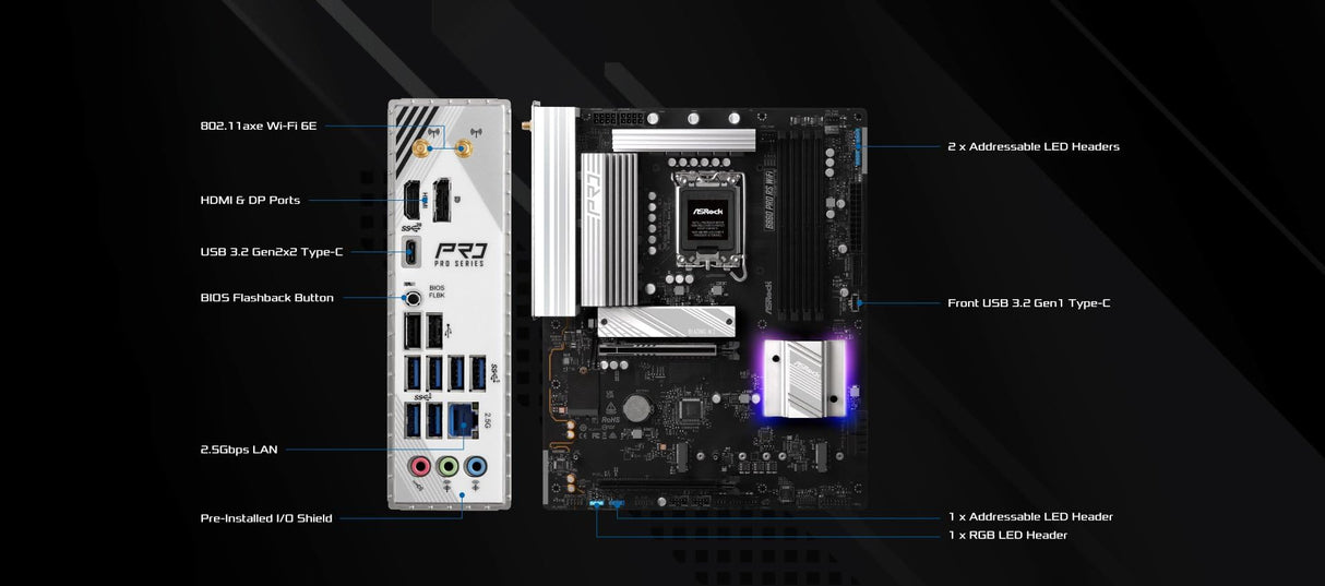ASRock B860 Pro RS WiFi DDR5 Intel S1851 Retail (90-MXBRK0-A0UAYZ)