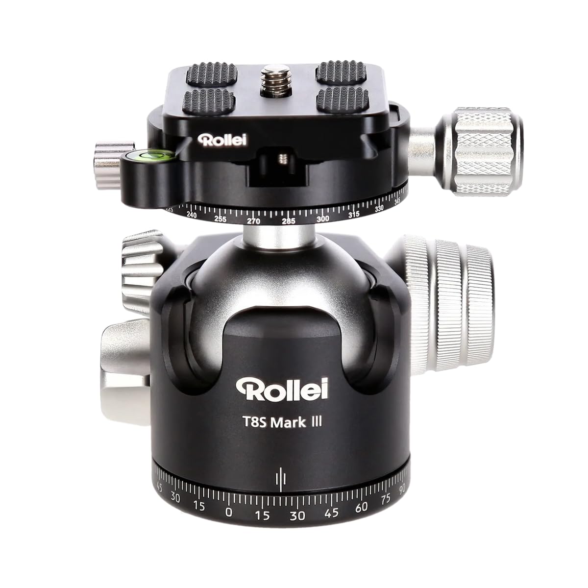 Rollei T8S Markt II - Trípode Profesional para cámara de 360 Grados con fricción, Capacidad de Carga de 22 kg, Escala para Tomas panorámicas y 2 Niveles. Incluye Placa de liberación rápida Compatible