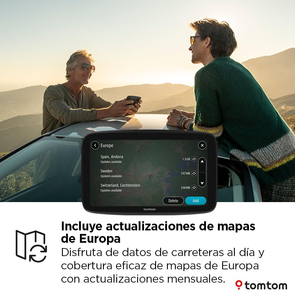 TomTom GPS Coche GO Classic Lite (5", información de tráfico y Alerta de radares, actualizaciones de mapas de Europa Mediante Wi-Fi y Soporte Reversible Integrado)