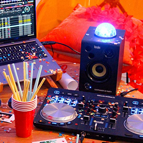 Hercules DJSpeaker 32 Party - Monitores de audio activos 2 x 15 watts RMS con bolas de luz integradas