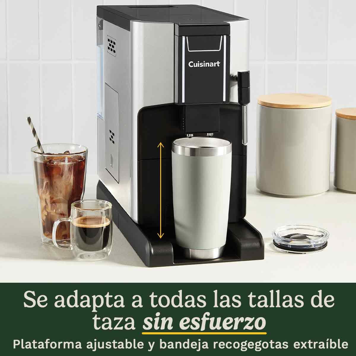 CUISINART Máquina de Café Automática;4 cafés con un toque: Espresso, Americano, Cold Brew;Espumador integrado;Grano a taza;Base ajustable;Botón de Favoritos, Gris