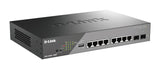 D-Link Switch Smart 10 Puertos Gigabit PoE (8 x 1000Base-T y 2 x SFP Gigabit), PoE+, Long Range PoE (hasta 250m), 130W PoE Budget, Interfaz Web dedicada a videovigilancia IP, VLAN, QoS, ERPS, ONVIF