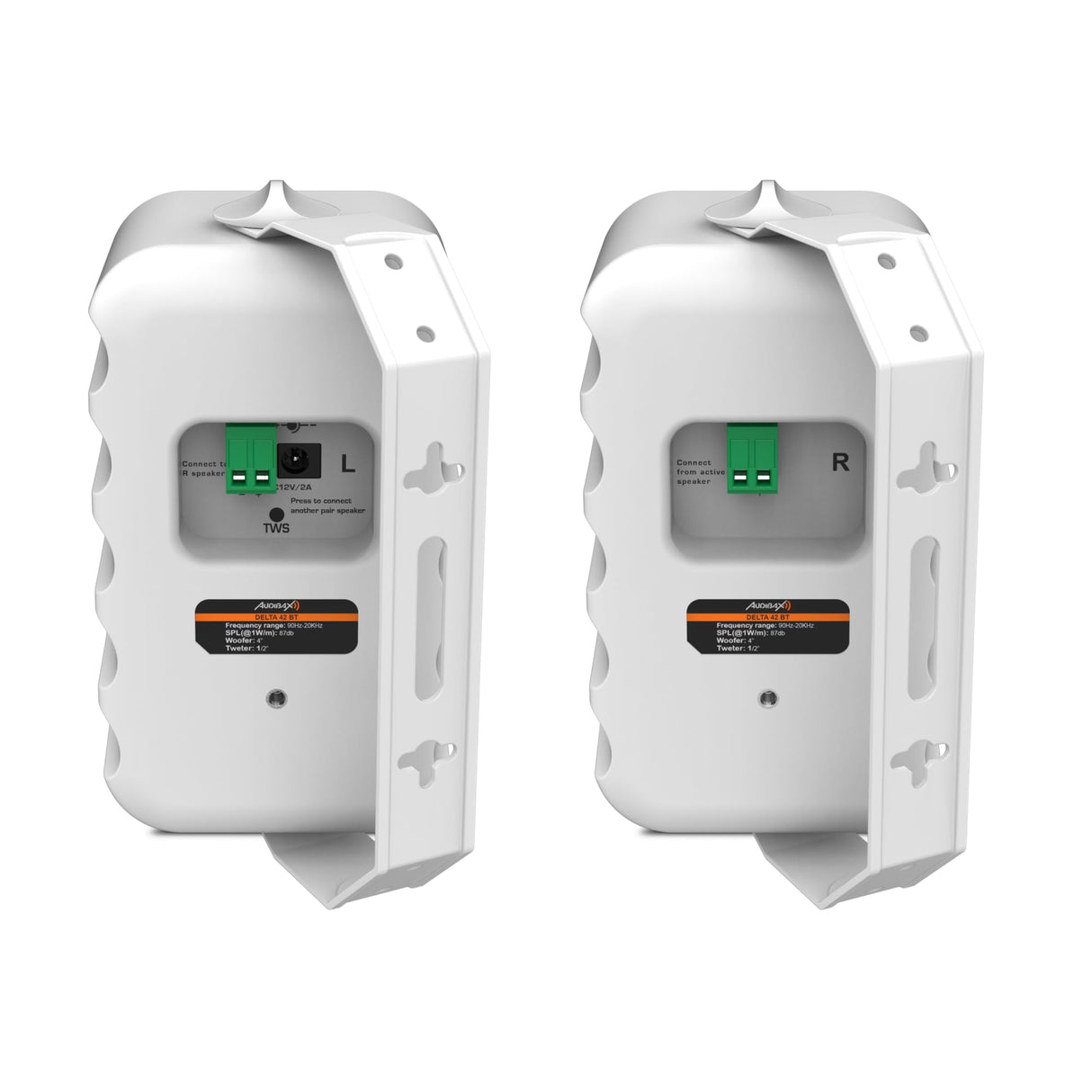 Audibax Delta 42 BT WhitePareja de Altavoces Bluetooth – Altavoces Activos de Alto Rendimiento para Pared – Compatible con Bluetooth - Alto Rango de Frecuencia (90Hz-20kHz) - Sonido Envolvente