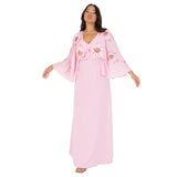 Maya Deluxe Women's Maxi Dress Ladies V-Neck Long Cape Sleeve Floral Sequin Embellished A-Line for Wedding Guest Evening Occasion Vestido, Cherry Blossom, 54 para Mujer