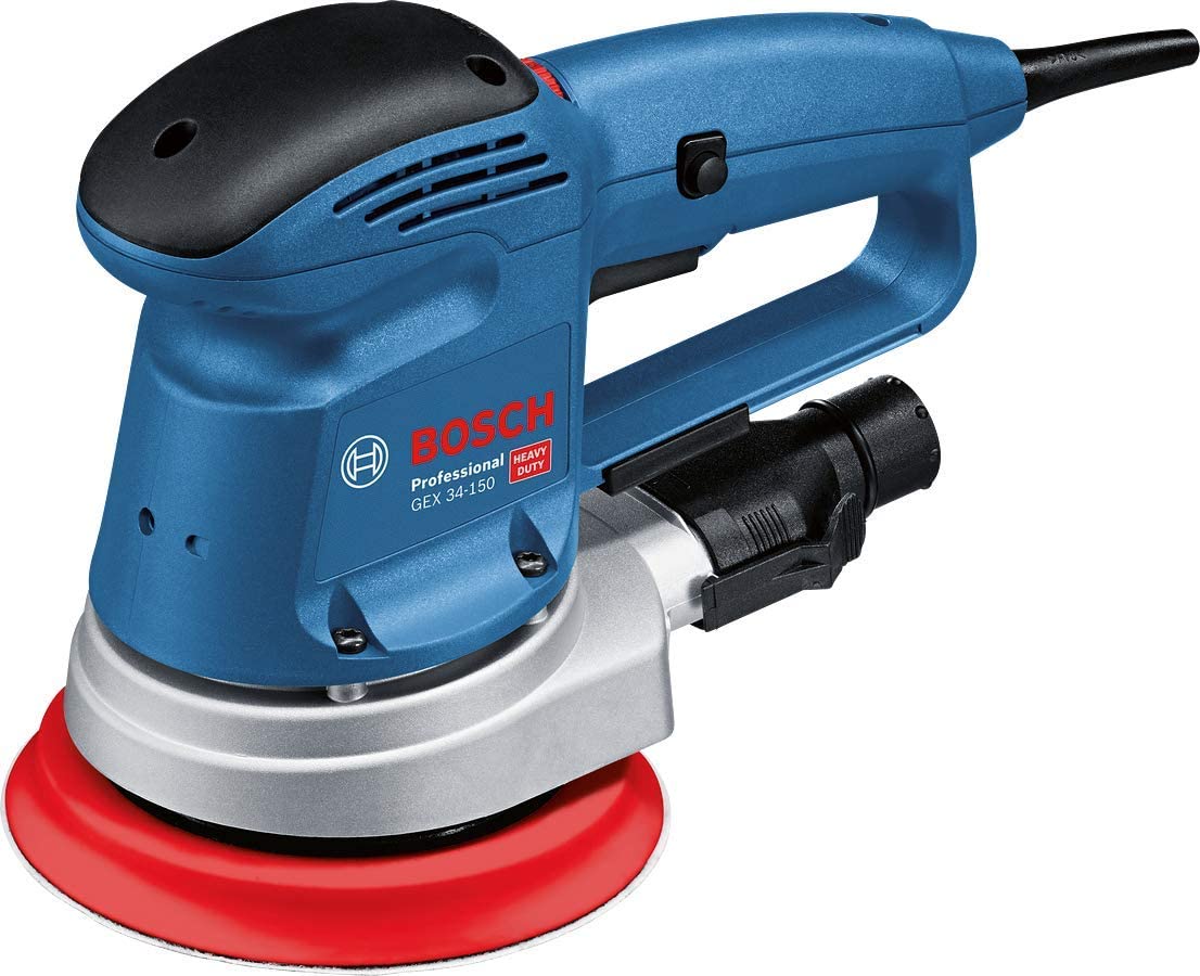 Bosch Professional lijadora excéntrica GEX 34-150 (incl. ⌀ plato de lijado 150 mm, disco de lijado C470 para madera, adaptador para aspiración, bolsa de papel para polvo)