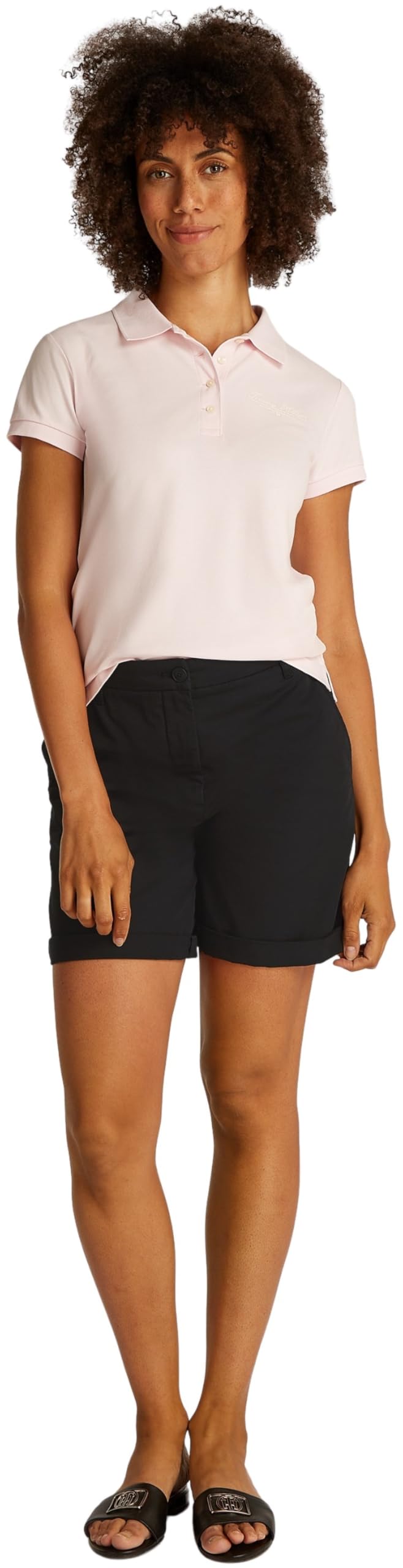 Tommy Hilfiger Pantalones Cortos Chinos para Mujer Mom Fit, Negro (Black), 38