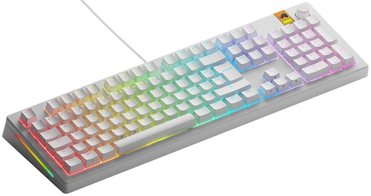 Glorious Gaming GMMK 3 HE: Teclado Respuesta rápida, Hall Effect, sondeo 8K, switches magnéticos y mecánicos MX, Teclado 100% Hot Swap, Juntas modulares, PBT Doble inyección, AZERTY francés - Blanco