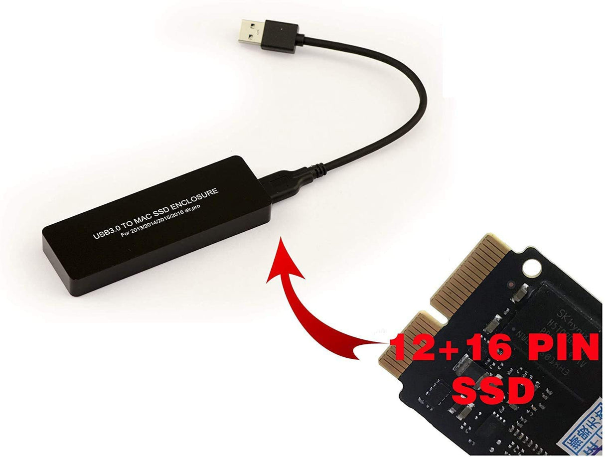 KALEA-INFORMATIQUE © - Convertidor de Caja para Mac 2013/2014 AHCI 12+16 Pin SSDs a USB 3.0 (USB3 GBps) - MD711 MD712 MD760 MD761 ME864 ME865 ME866 ME293 ME294 ME874 ...