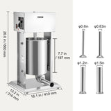 VEVOR Embutidora de Salchichas Electrico de Acero Inoxidable 10L,Máquina de Salchichas Embutidos Electrico 200W， Máquina para Hacer Salchichas con 4 Tubos para Salchichas