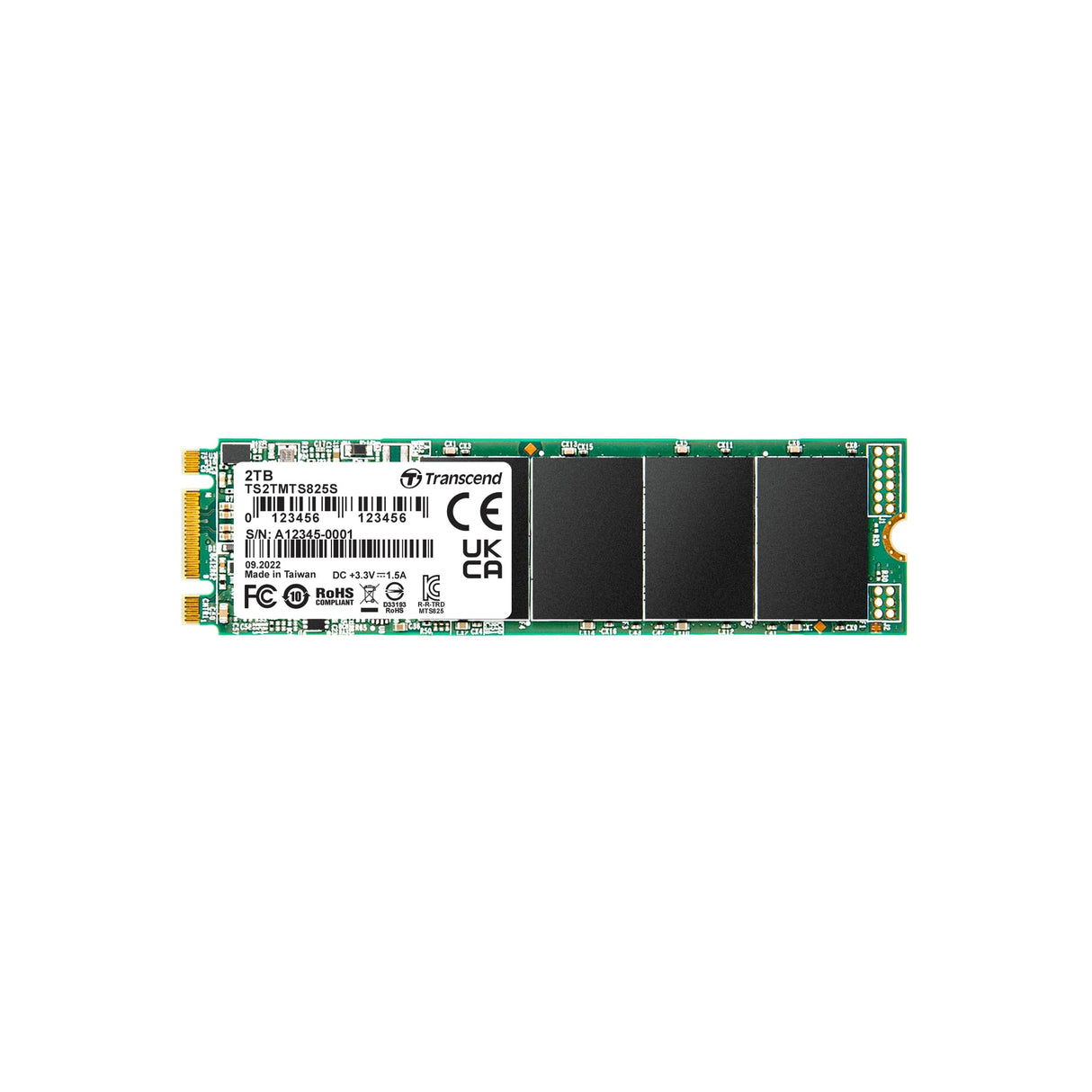 Transcend 2TB MTS825S M.2 2280 SATA III SSD - 6Gb/s, 3D NAND Flash, para Actualización de Laptop/Escritorio TS2TMTS825S