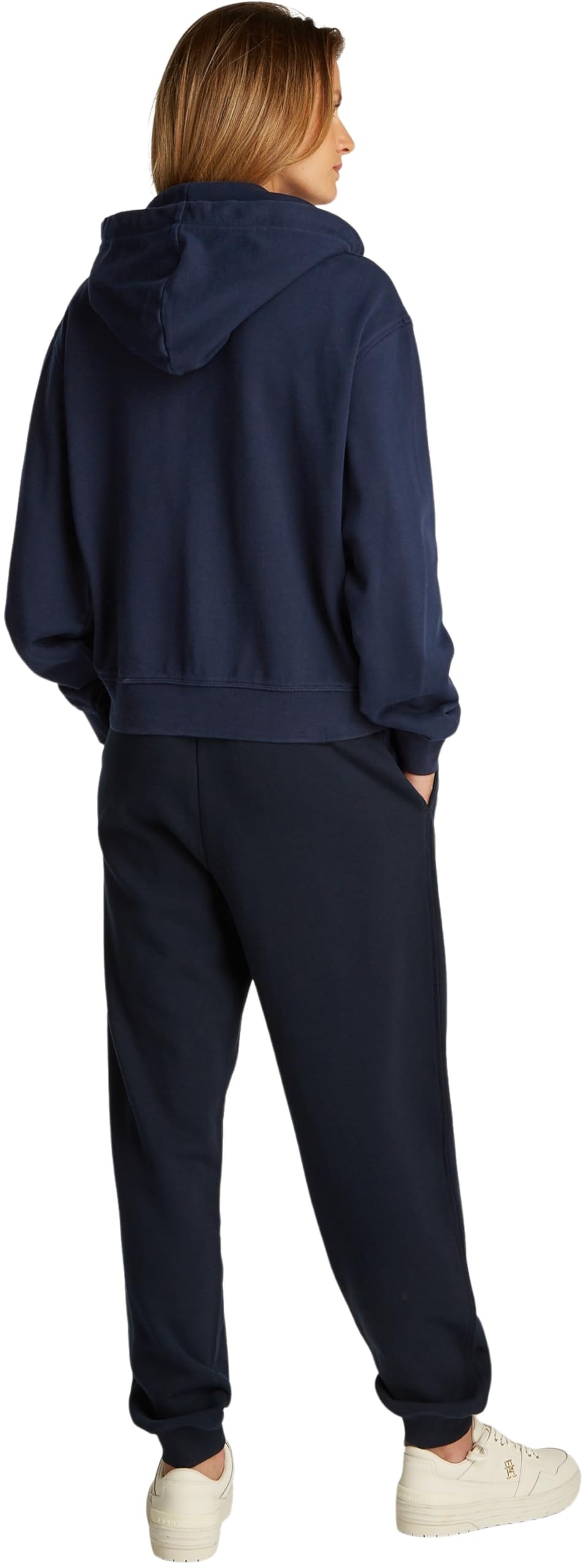 Tommy Hilfiger Sudadera con cremallera Mujer Script Zip con capucha, Azul (Dark Night Navy), M