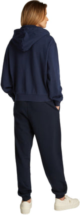 Tommy Hilfiger Sudadera con cremallera Mujer Script Zip con capucha, Azul (Dark Night Navy), M
