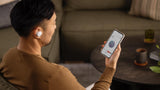 DENON PerL True Wireless Earbuds, Perfil de Sonido Personalizado, Auriculares con cancelación de Ruido, Auriculares Resistentes al Agua, con micrófonos Integrados y batería de Larga duración - Blanco