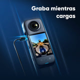 Insta360 X3 Kit Motero - Cámara de acción 360 Resistente al Agua, Sensor de 1/2", 5.7K 360, Fotos 72MP, estabilización, Pantalla táctil de 2.29", edición por IA, Live Streaming, Webcam