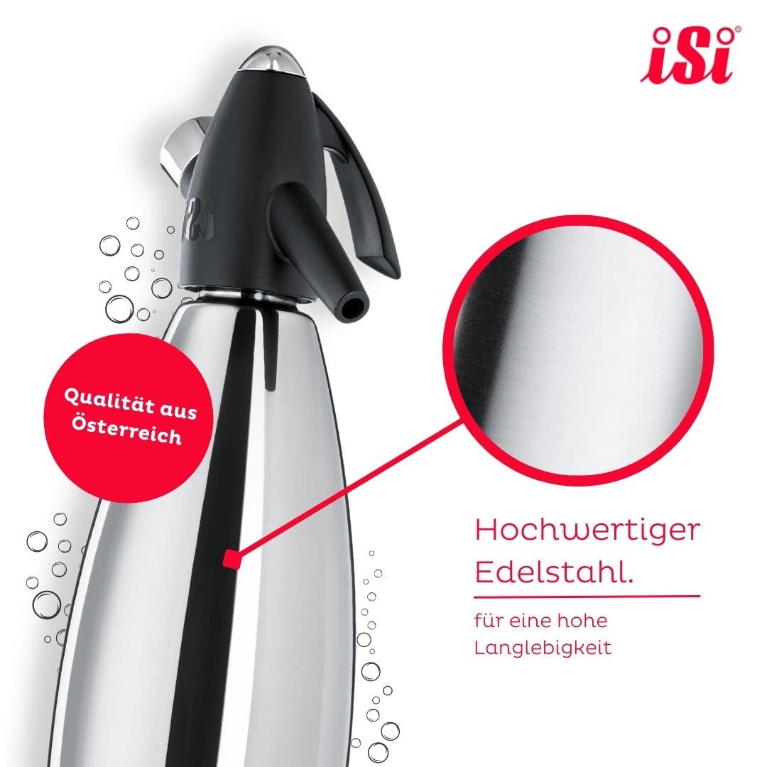 ISI Sifón soda Seltz Bartender Cocktail acero inoxidable lt.1,0