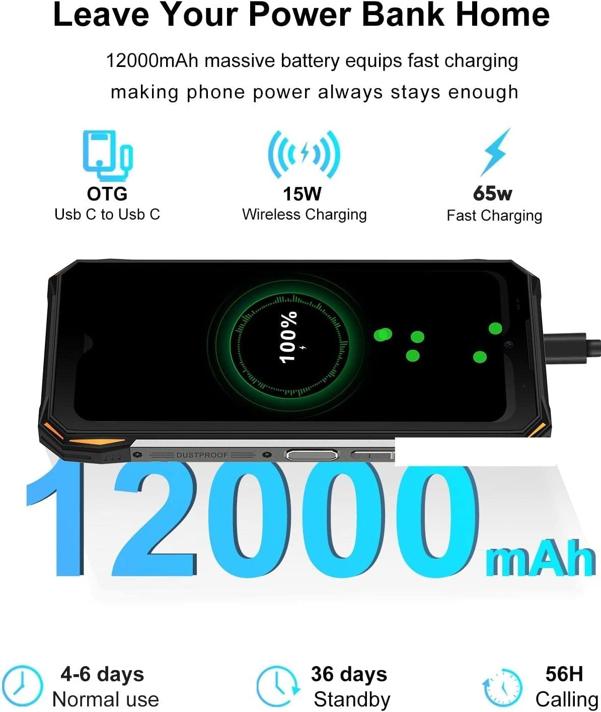 DOOGEE S89 Pro Móvil Resistente 12000mAh, 8GB + 256GB, Cámara Triples 64MP+Visión Nocturna 20MP, 6.3 FHD+, IP68/IP69K 4G Telefono Móvil Android 12, OTG/NFC/GPS, Carga Inalámbrica