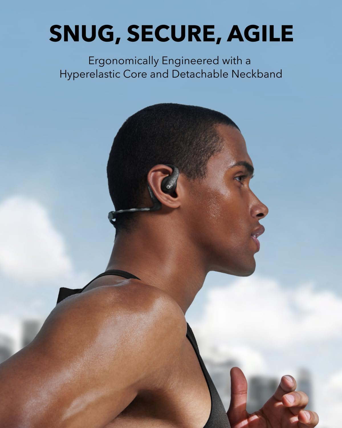 Soundcore by Anker AeroFit Pro Auriculares Bluetooth Inalámbricos de Conducción de Aire, Muy Cómodos, Ergonómicos, Ajuste Seguro, Sonido Rico con LDAC, Bluetooth 5.3, IPX5, 46H, Control con App
