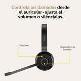Jabra Evolve 65 TE MS - Auriculares Inalambricos Bluetooth, Cascos Inalambricos Bluetooth con 30m Rango, 16h Batería, conectividad USB-A y USB-C, se Conecta a Dos Dispositivos - Negro