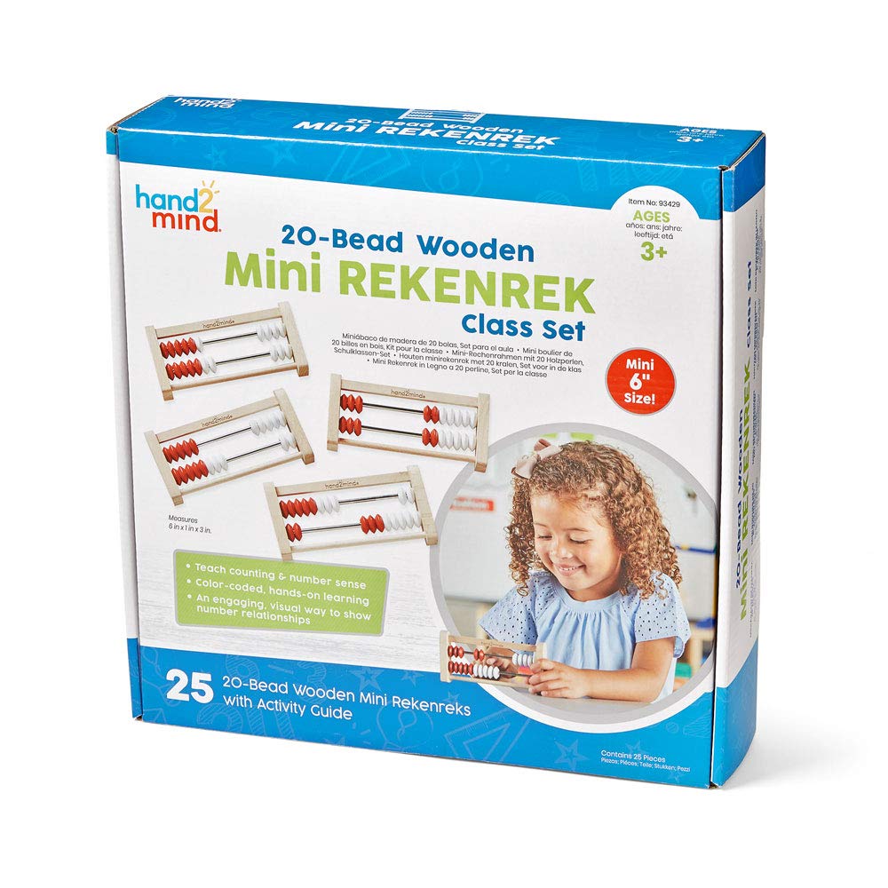 hand2mind-Learning Rekenrek-Juego de 20 Cuentas, Color Madera (Learning Resources 93429)