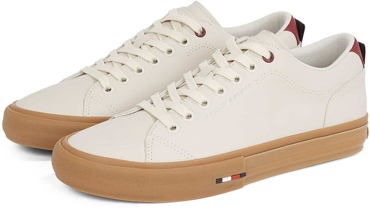 Tommy Hilfiger Sneaker con Suela Vulcanizada Hombre Street Patch Low Top, Blanco (Alabaster), 44