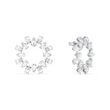 Swarovski Pendientes de aro Millenia, Talla pera, Blancos, Baño de rodio