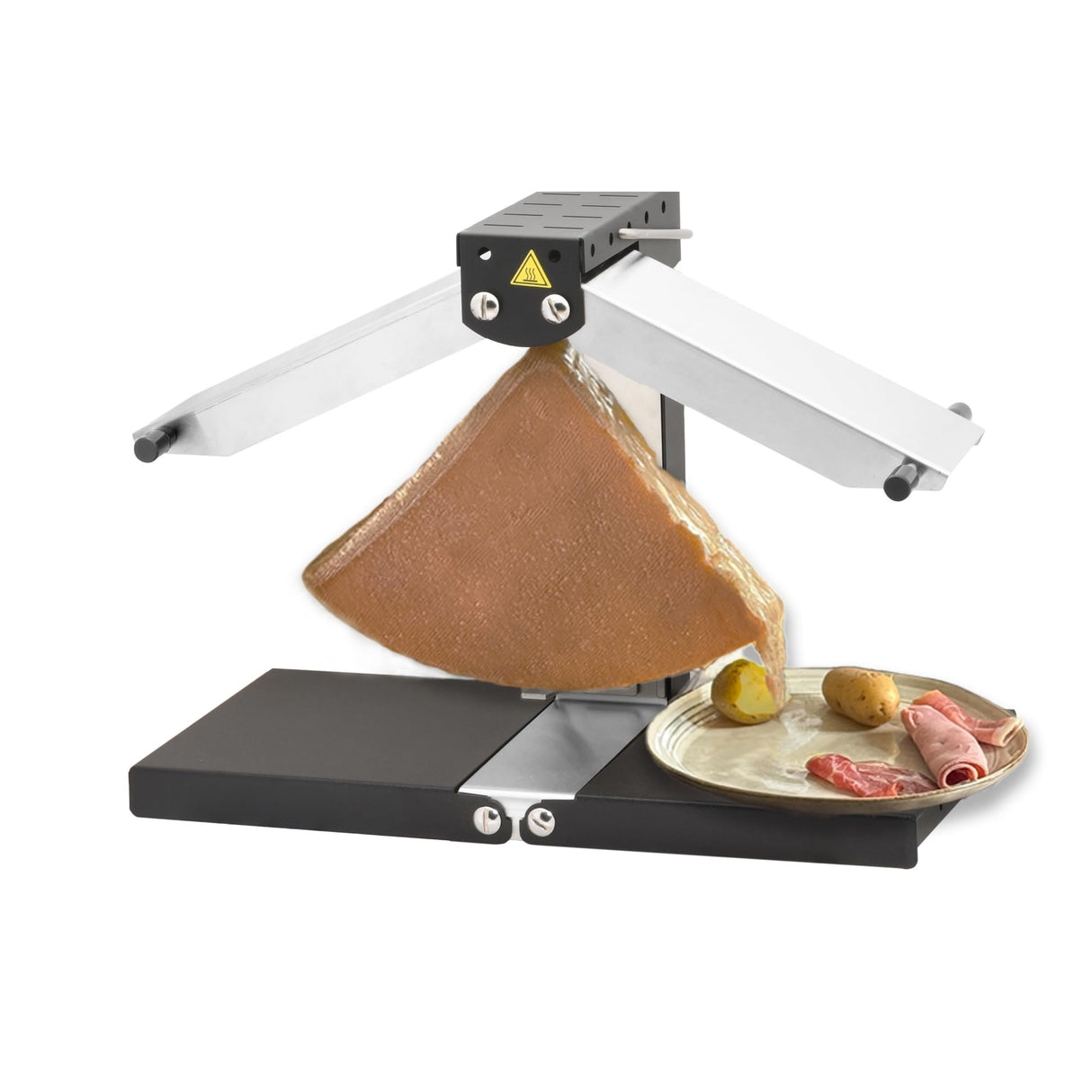 Louis Tellier - Máquina de Raclette Tradicional Brézière® Basalte Inox - 1/4 o 1/6 de Queso – 1-4 Pers - Rampas de Calentamiento Ajustables en Altura y Plegables - 230V - Made in France