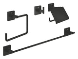 GROHE Start Cube Quickfix- Conjunto de accesorios de baño 4 en 1 (Colgador, argolla, portarollos y toallero), Negro Mate 411152430