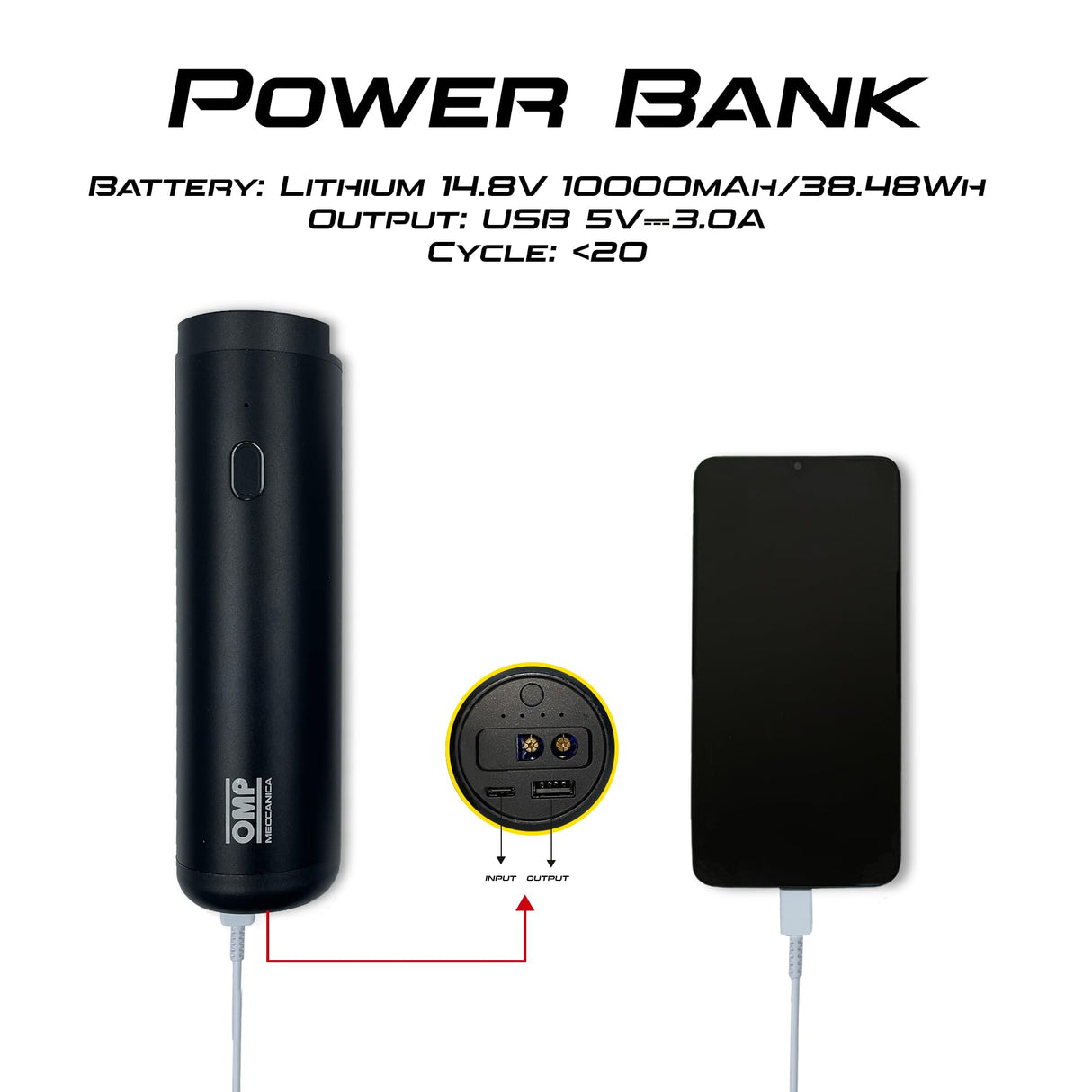 OMP Meccanica 5 EN 1 Kit Portátil Multi-Función Sin Cable – Arrancador de coche, Compresor de Aire, Aspiradora, Linterna y Power Bank – Compacto y Esencial para Asistencia en Carretera con Estuche
