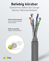 Goobay 96095 Cable de red CAT 6 A cable de instalación 305m CAT 6A cable de conexión S/FTP cable Ethernet sin halógenos sin enchufe Cable LAN gris 350 metros