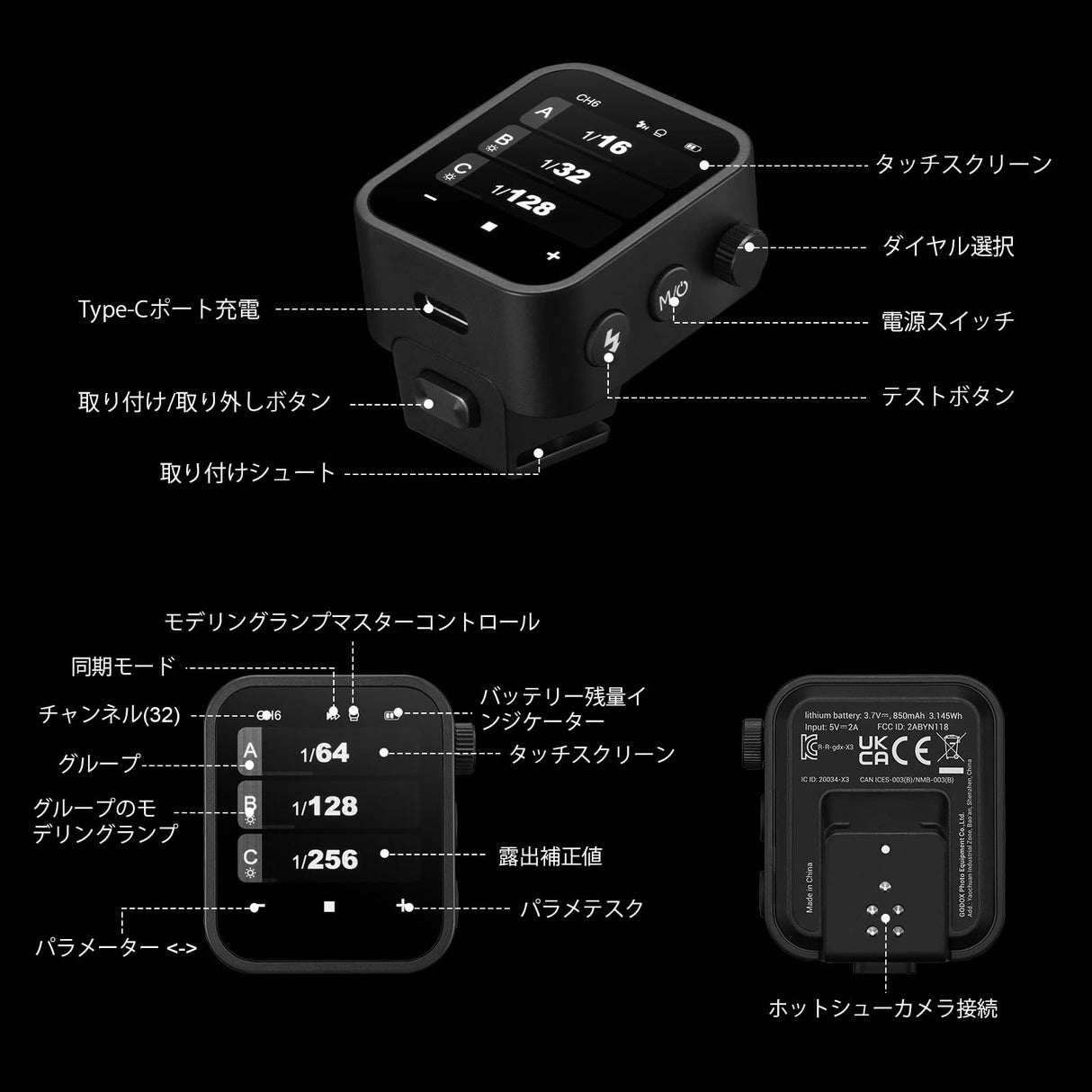 GODOX Transmetteur X3 Nano-C Compatible con Fujifilm