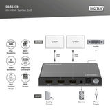 DIGITUS DS-55339 Divisor HDMI 1x2 – Entrada: 1 Puerto/Salida: 2 Puertos – UHD 8K/60 Hz HDTV: 7680 × 4320p – HDCP 2.3 & HDMI 2.1 – HDR, Deep Color, Interruptor EDID – Toslink, Estéreo (3,5 mm)
